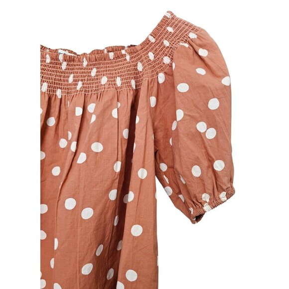 Women's - Roller Rabbit Denida Polka Dot Puff Sleeve Blouse, Size Small - Picture 5 of 8